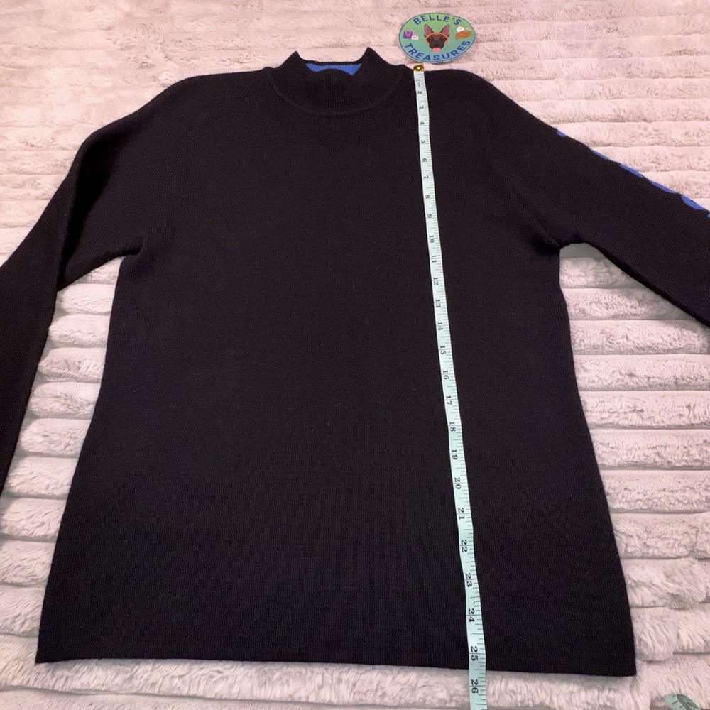 Vintage Ralph Lauren Polo Jeans Co XL Wool Black Sweater‎ Blue Logo Spell Out - Picture 5 of 7